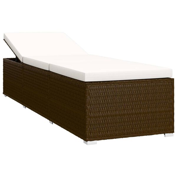 vidaXL 3-tlg. Garten-Sonnenliegen mit Teetisch Poly Rattan Braun