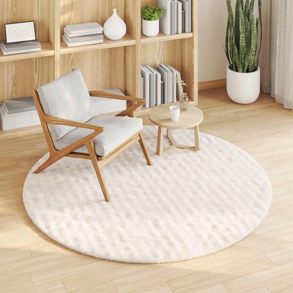vidaXL Bereichsteppiche Rund SIROLO Creme &Oslash; 120 CM Polyester