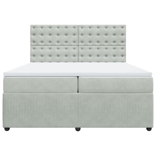 vidaXL Boxspringbett mit Matratze Hellgrau 200x200 cm Samt