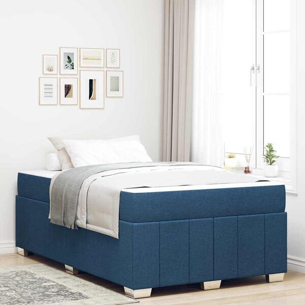 vidaXL Bettrahmen mit Matratze Blau 120 x 200 cm Stoff