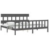 vidaXL Massivholzbett mit Kopfteil Grau 200x200 cm