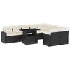 vidaXL 10-tlg. Garten-Sofagarnitur mit Kissen Schwarz Poly Rattan