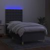 vidaXL Boxspringbett mit Matratze & LED Dunkelgrau 90x190 cm Stoff