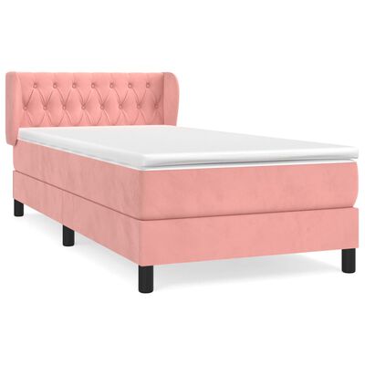 vidaXL Boxspringbett mit Matratze Rosa 100x200 cm Samt