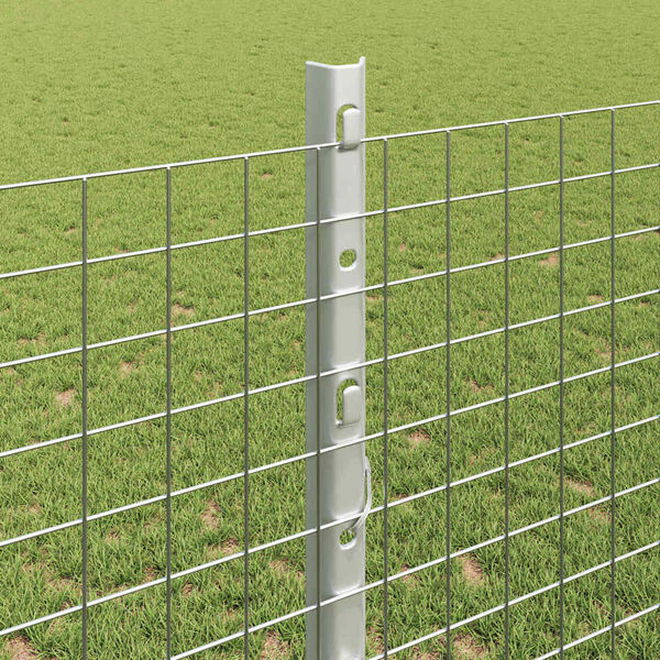 vidaXL Zaun mit Pfosten Silber 1,2 x 10 m Stahl