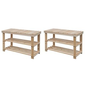 vidaXL 2-in-1 Schuhbank 2 Stk. Massivholz Tanne