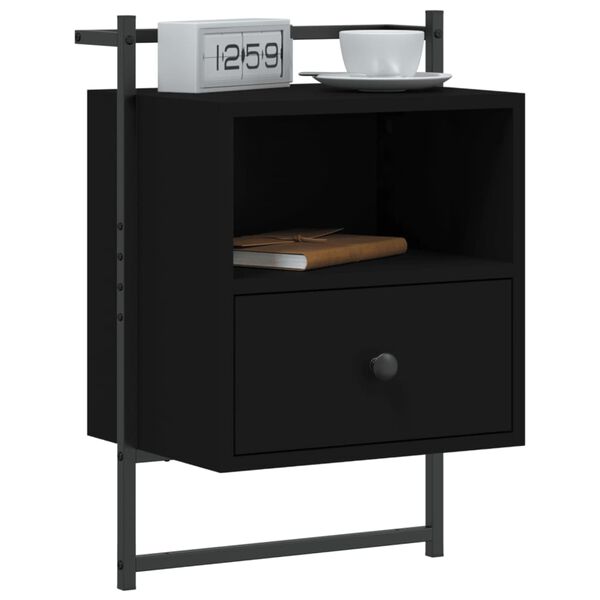 vidaXL Wand-Nachttische 2 Stk. Schwarz 40x30x61 cm Holzwerkstoff