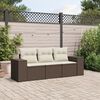 vidaXL 3-tlg. Garten-Sofagarnitur mit Kissen Braun Poly Rattan