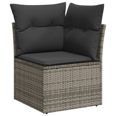 vidaXL 10-tlg. Garten-Sofagarnitur mit Kissen Grau Poly Rattan