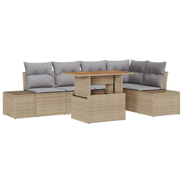 vidaXL Garten Essgruppe mit Kissen 6 pcs Beige und Grau