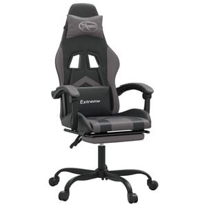 vidaXL Gaming-Stuhl mit Fu&szlig;st&uuml;tze Drehbar Schwarz & Grau Kunstleder