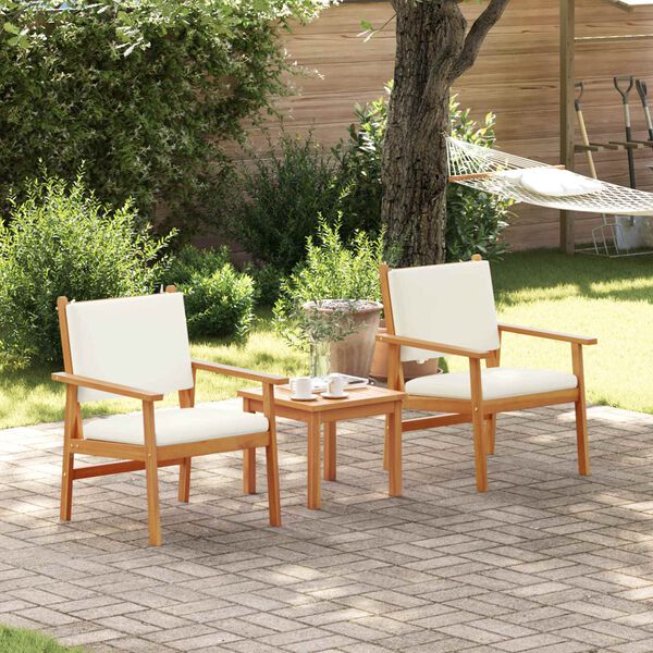 vidaXL Gartensofa-set 3 pcs Cremewei&szlig; Massivholz Akazie