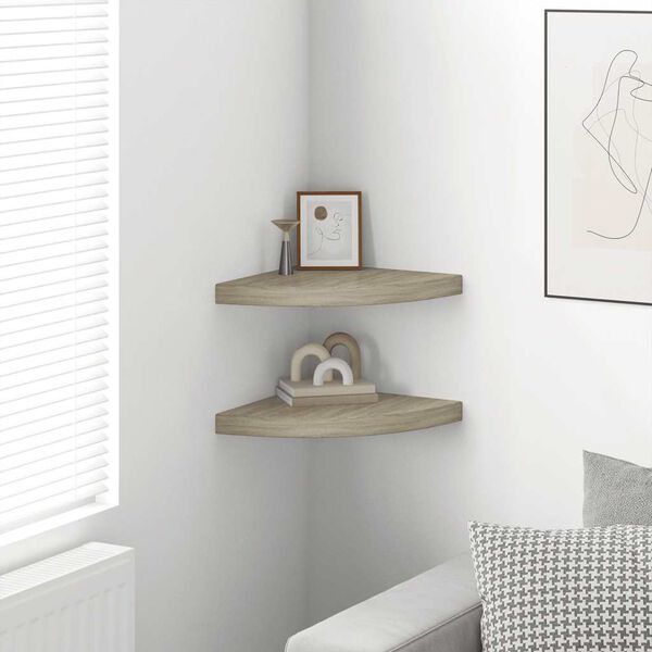 vidaXL Eck-Schweberegale 2 Stk. Eichen-Optik 35x35x3,8 cm MDF