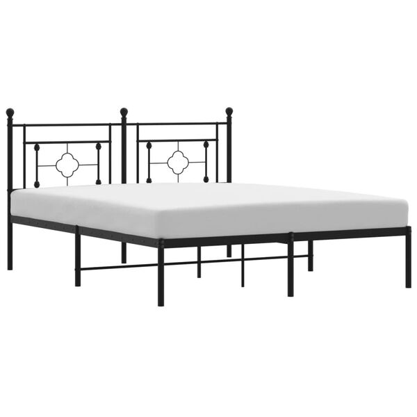 vidaXL Bettgestell mit Kopfteil Metall Schwarz 160x200 cm