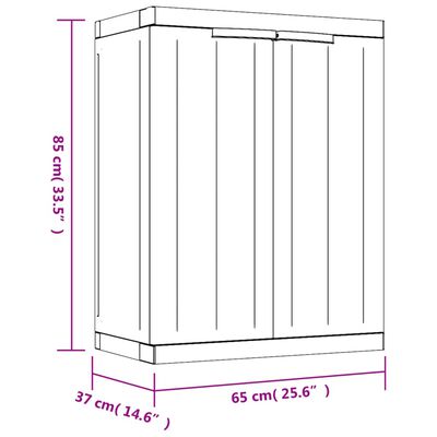 vidaXL Gartenschrank Grau und Schwarz 65x37x85 cm PP