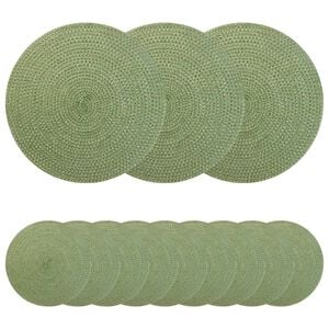 vidaXL Jute-Untersetzer 12 pcs Olivgr&uuml;n &Oslash; 30 cm 100% Tossa-Jute