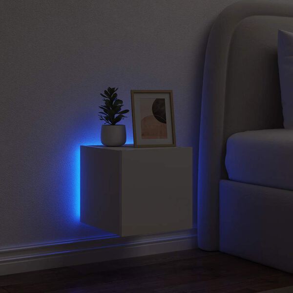 vidaXL TV-Wandschrank mit LED-Leuchten Wei&szlig; 30,5x35x30 cm
