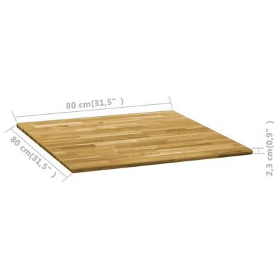 vidaXL Tischplatte Eichenholz Massiv Quadratisch 23 mm 80x80 cm
