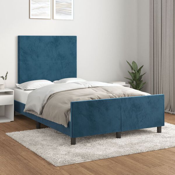 vidaXL Bettgestell ohne Matratze Dunkelblau 120x200 cm Samt