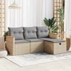 vidaXL 4-tlg. Garten-Sofagarnitur mit Kissen Beige Poly Rattan