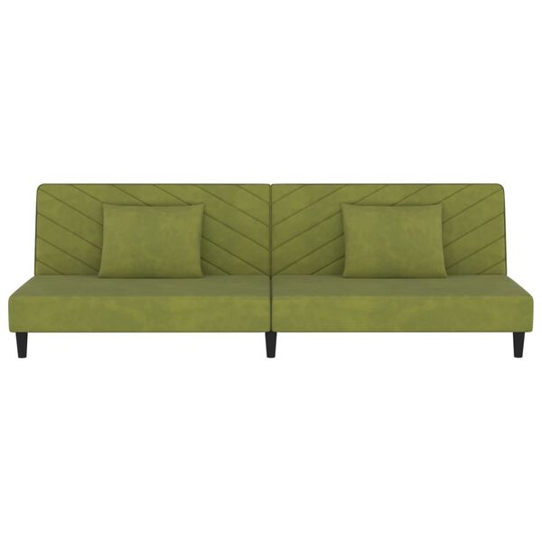 vidaXL Schlafsofa 2-Sitzer mit 2 Kissen Hellgr&uuml;n Samt