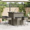 vidaXL 5-tlg. Gartenbar-Set mit Kissen Grau Poly Rattan