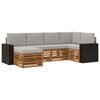 vidaXL Outdoor-Sofagarnitur 6 Stk. Nat&uuml;rlich und Hellgrau Polyester