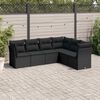 vidaXL 6-tlg. Garten-Sofagarnitur mit Kissen Schwarz Poly Rattan
