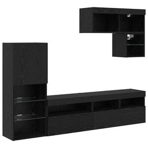 vidaXL TV-Wandger&auml;te 6 pcs Schwarz Eichen-Optik Holzwerkstoff