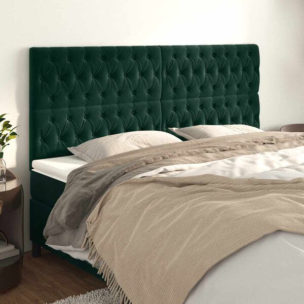 vidaXL Kopfteil Dunkelgr&uuml;n 200 x 7 x 118/128 cm Samt