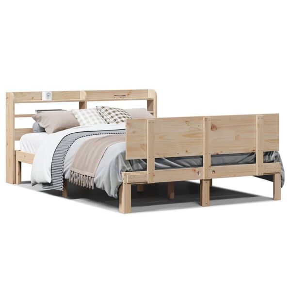 vidaXL Bettgestell mit Kopfteil ohne Matratze 135x190 cm