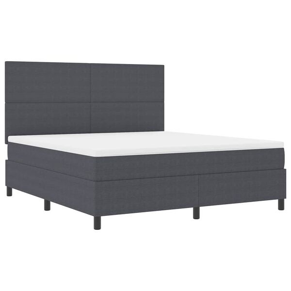 vidaXL LED Boxspringbett Dunkelgrau und Wei&szlig; 180 x 200 cm Cordstoff