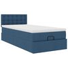 vidaXL Ottoman-Bett mit Matratze & LEDs Blau 90x190 cm Stoff