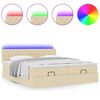 vidaXL Ottoman-Bett mit Matratzen & LEDs Creme 180x200 cm Stoff