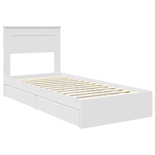 vidaXL Aufbewahrungsbett mit Kopfteil Wei&szlig; 75 x 190 cm Holzwerkstoff