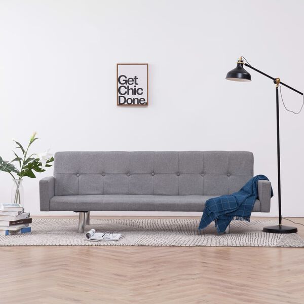 vidaXL Schlafsofa mit Armlehnen Hellgrau Polyester