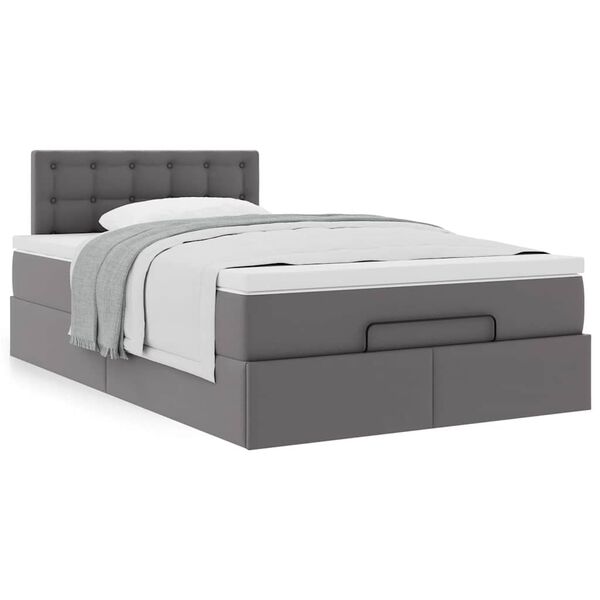 vidaXL Ottoman-Bett mit Matratze Grau 120x200 cm Kunstleder