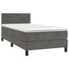 vidaXL Boxspringbett mit Matratze & LED Dunkelgrau 80x200 cm Samt