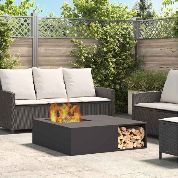 vidaXL Feuerstelle Schwarz 100 x 100 x 30 cm Stahl