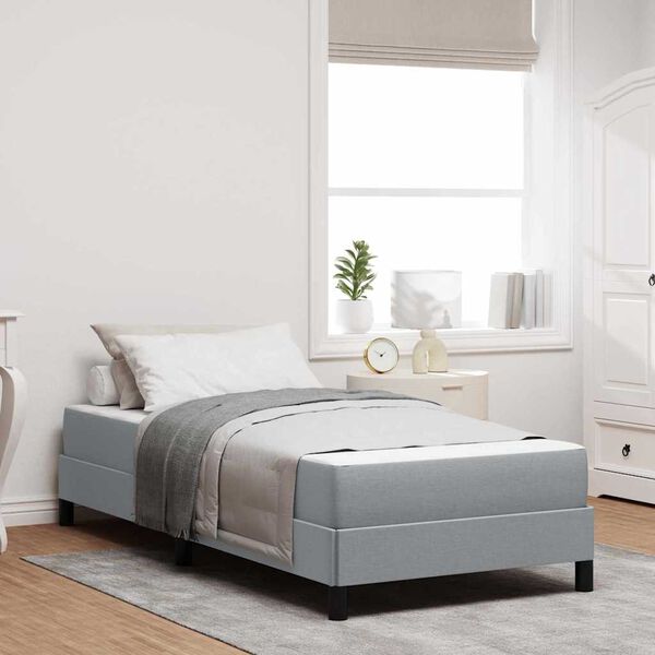 vidaXL Boxspringbett mit Matratze Hellgrau 80 x 200 cm Stoff