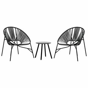 vidaXL Gartenstuhl-Set 3-tlg. Schwarz Poly Rattan