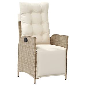 vidaXL Gartensessel mit Fu&szlig;teil Verstellbar Beige Poly Rattan