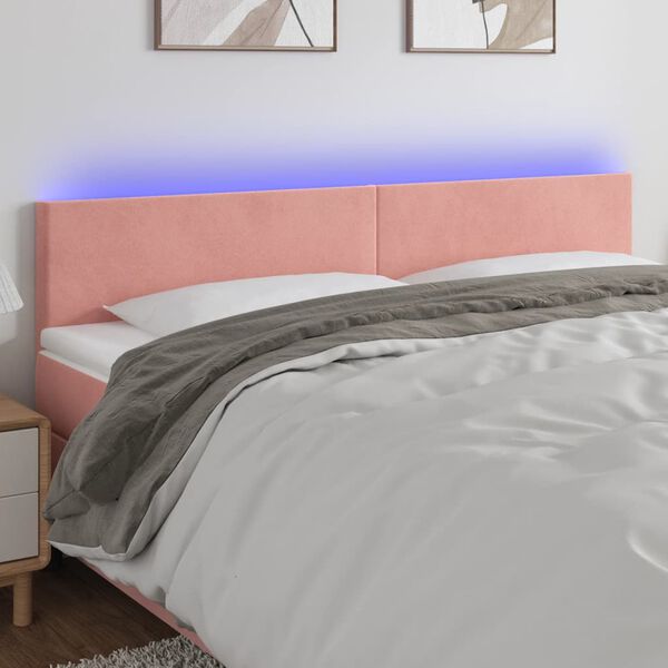 vidaXL LED Kopfteil Rosa 180x5x78/88 cm Samt