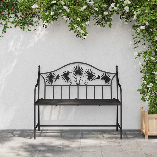 vidaXL Gartenbank Schwarz 104 x 52,5 x 89 cm Stahl