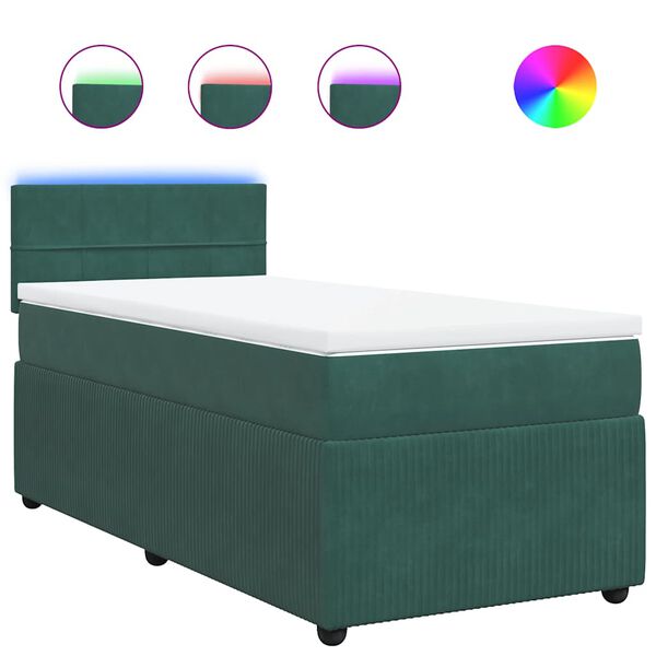vidaXL Boxspringbett mit Matratze Dunkelgr&uuml;n 90x190 cm Samt