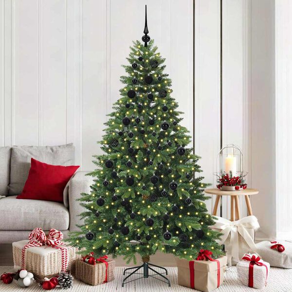 vidaXL K&uuml;nstlicher Weihnachtsbaum mit 300 LEDs Gr&uuml;n 180 cm PE und PVC