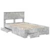 vidaXL Bettrahmen mit Kopfteil Beton Grau 120 x 190 cm Holzwerkstoff