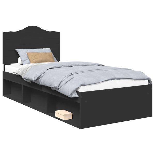 vidaXL Bettrahmen Schwarz 100 x 200 cm Massives Kiefernholz