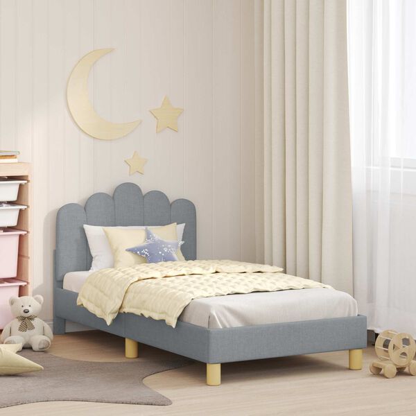 vidaXL Kinderbettgestell mit Kopfteil Hellgrau 80 x 160 cm Stoff