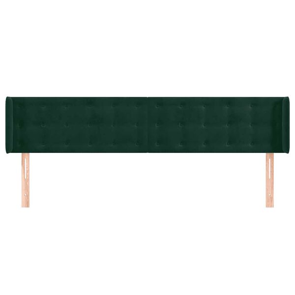 vidaXL Kopfteil mit Ohren Dunkelgr&uuml;n 203x16x78/88 cm Samt